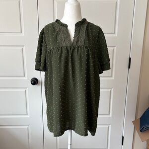 SHEIN Olive Green Ruffled Top